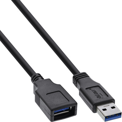 50er Bulk-Pack InLine® USB 3.2 Kabel Verlängerung, A Stecker / Buchse, schwarz, 2m