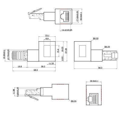 InLine® Patchkabel-Adapter Cat.6A, RJ45 Stecker/Buchse, 90° rechts gewinkelt (Produktbild 3)