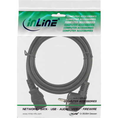 InLine® Netzkabel, Schutzkontakt gewinkelt auf Kaltgerätestecker C13, 10m (Produktbild 2)