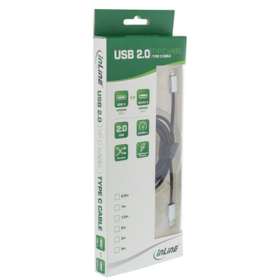InLine® USB 2.0 Kabel, USB-C ST an Micro-B ST, schwarz/Alu, flexibel, 1,5m (Produktbild 2)