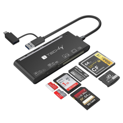 Techly SD-Speicherleser 7 in 1 USB-A 3.0 und USB-C -- , IUSB-CARD-AC575 (Produktbild 1)