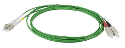 INFRALAN© Duplex Jumper LC-SC 50/125µm -- OM5, LSZH, limetten grün, 2.0mm, 3m