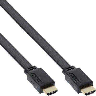 InLine® HDMI-High Speed Flachkabel mit Ethernet, verg. Kontakte, schwarz, 3m (Produktbild 1)