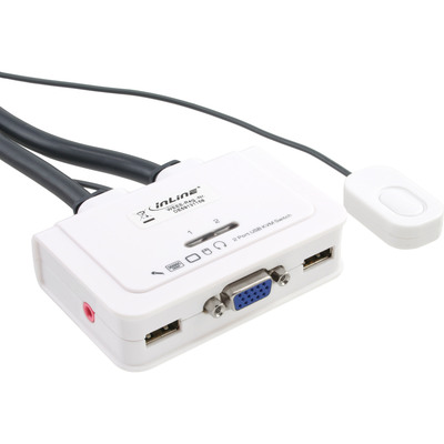 InLine® KVM Switch, 2-fach, VGA, USB, mit Audio, integr. Kabel (Produktbild 1)