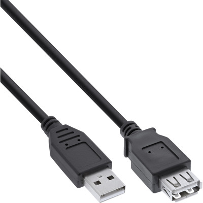 InLine® USB 2.0 Verlängerung, Stecker / Buchse, Typ A, schwarz, 0,5m (Produktbild 1)