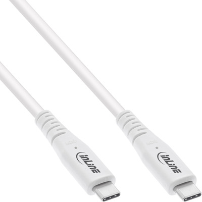 InLine® USB4 Kabel, USB-C Stecker/Stecker, PD 240W, 8K60Hz, TPE, weiß, 0,5m (Produktbild 1)