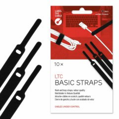 LTC BASIC STRAPS, Klettkabelbinder -- 10 Stück Set schwarz
