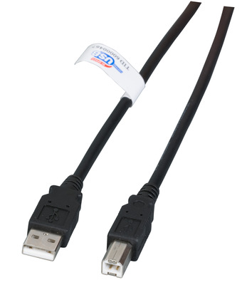 USB2.0 Anschlusskabel A-B, St.-St. -- 1,8m, schwarz, LSZH